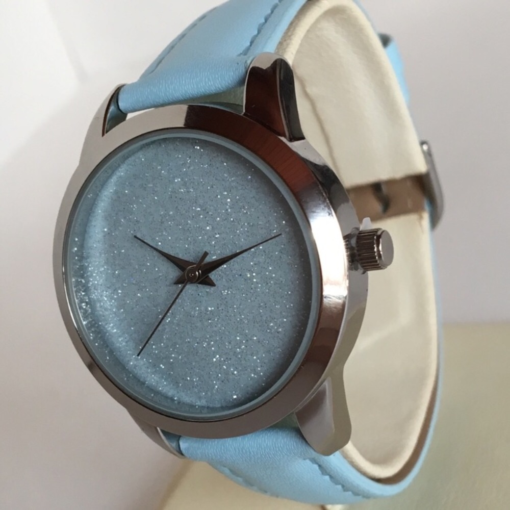 NWT Light Blue Sparkled Jeweled Watch - Picture 2 of 4